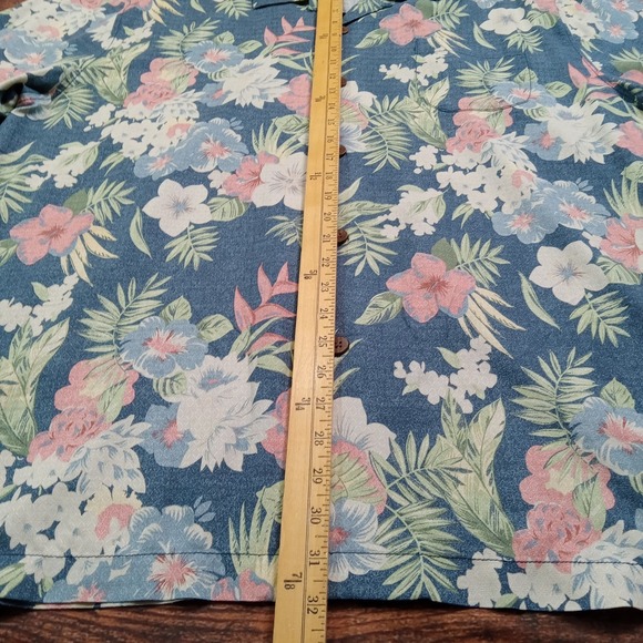 Tommy Bahama‎ 100% Silk Loop Collar Camp Shirt Men's XXL Floral Blue - Picture 8 of 9